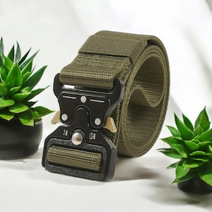 Belt Solid Black Tactical Belt - Quick release polyester military, hiking, tactical belt metal buckle