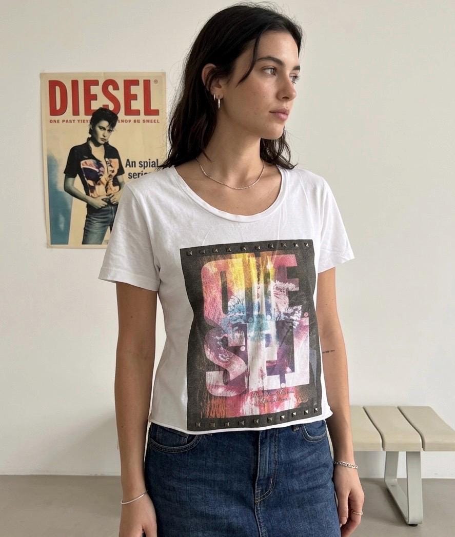 トップス DIESEL Wally Tank grunge punk d logo y2k Y2k Diesel Tshirt - Etsy