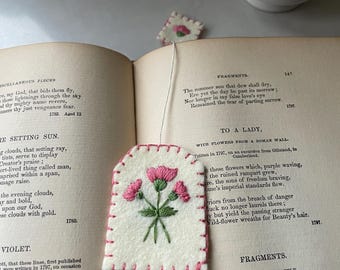 Hand Embroidered Birth Flower Felt Tea Bag Bookmark (PDF Pattern)