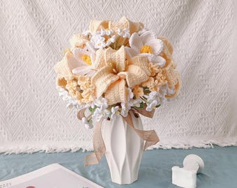 Handmade Crocheted Flower Bouquet: Wool Wedding Decor
