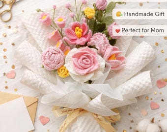 Handmade Crochet Flower Bouquet, Forever Roses, Mother's Day Gift