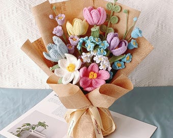 Handmade Crochet Flower Bouquet: Custom Yarn Home Decor