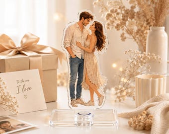 Custom Rotating Acrylic Standee, Personalized Couple Photo Gift, 360 Spinning Acrylic Display, Anniversary Gift for Him Her, Custom Portrait