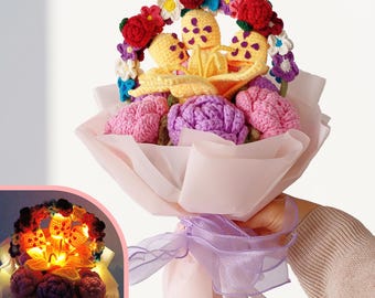 Glowing Crochet Flower Bouquet | Handmade Gift with Lamp