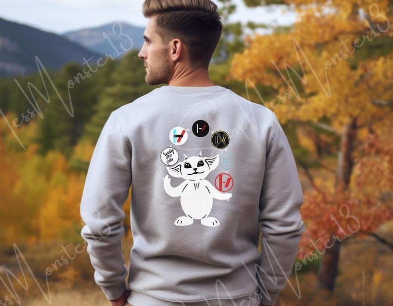 Ned Juggling Twenty One Pilots Album Logos Gildan Adult Sweatshirt | Fan Art Crewneck Gray