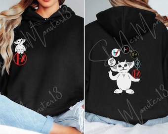 Ned Juggling Twenty One Pilots Album Logos | Gildan Adult Hoodie | Fan Art Sweatshirt