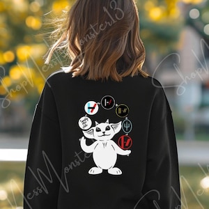 Ned Juggling Twenty One Pilots Album Logos Gildan Adult Sweatshirt | Fan Art Crewneck Black