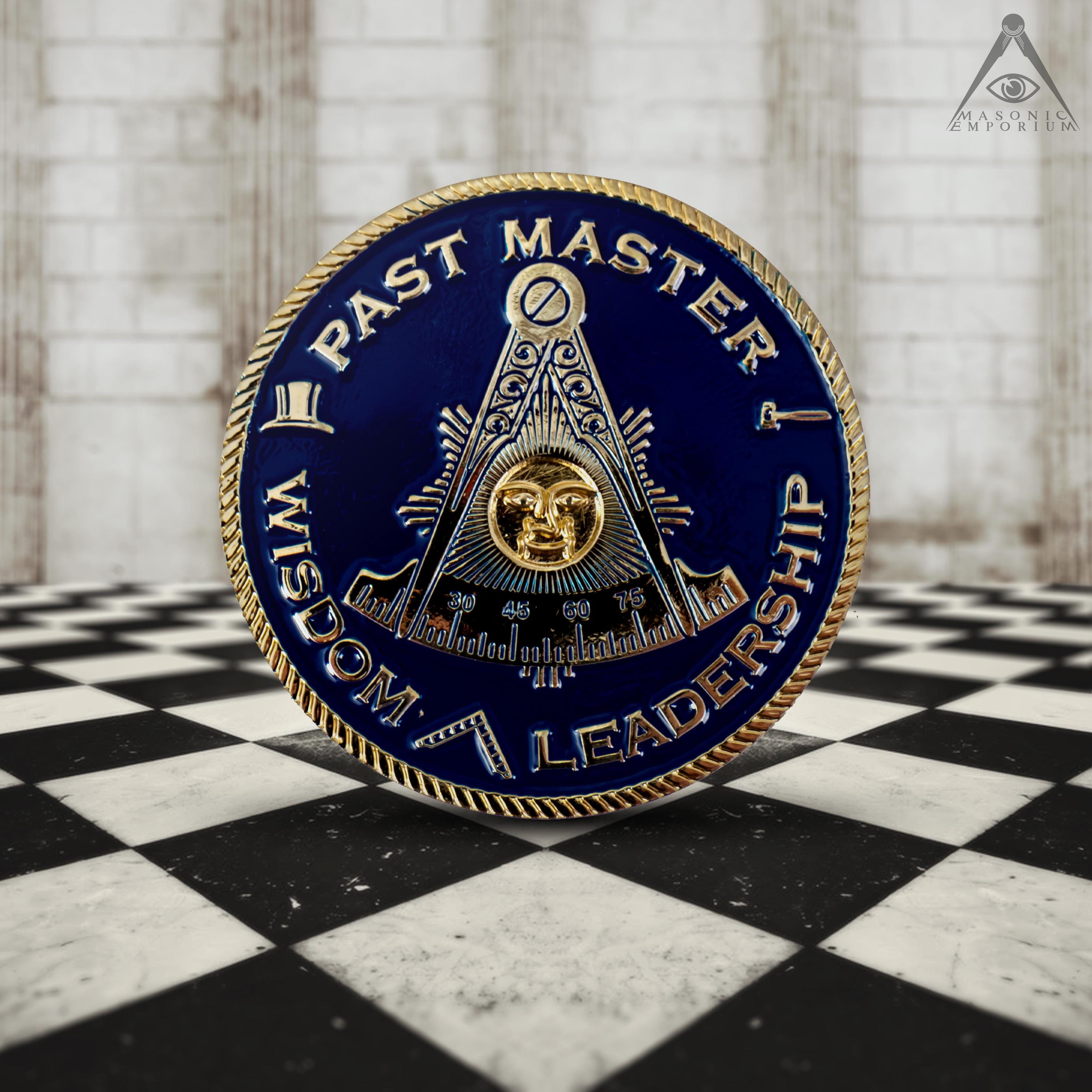 Masonic Past Master Auto Emblem - Square & Compass Round Badge, 3 Inch, Blue - View #10