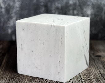 White Marble Masonic Cube - 6" Stone