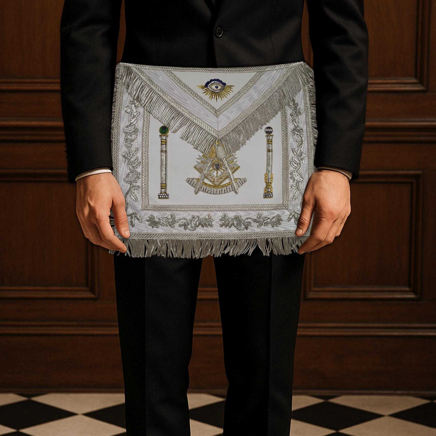 White Fringed Double Column Past Master Masonic Apron – White - Etsy