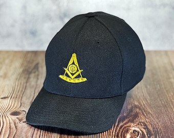 Masonic Past Master in Gold Flexfit Baseball Hat