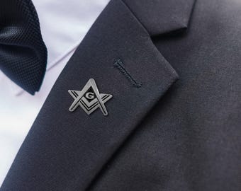 Square & Compass Masonic Lapel Pin – Silver and Black