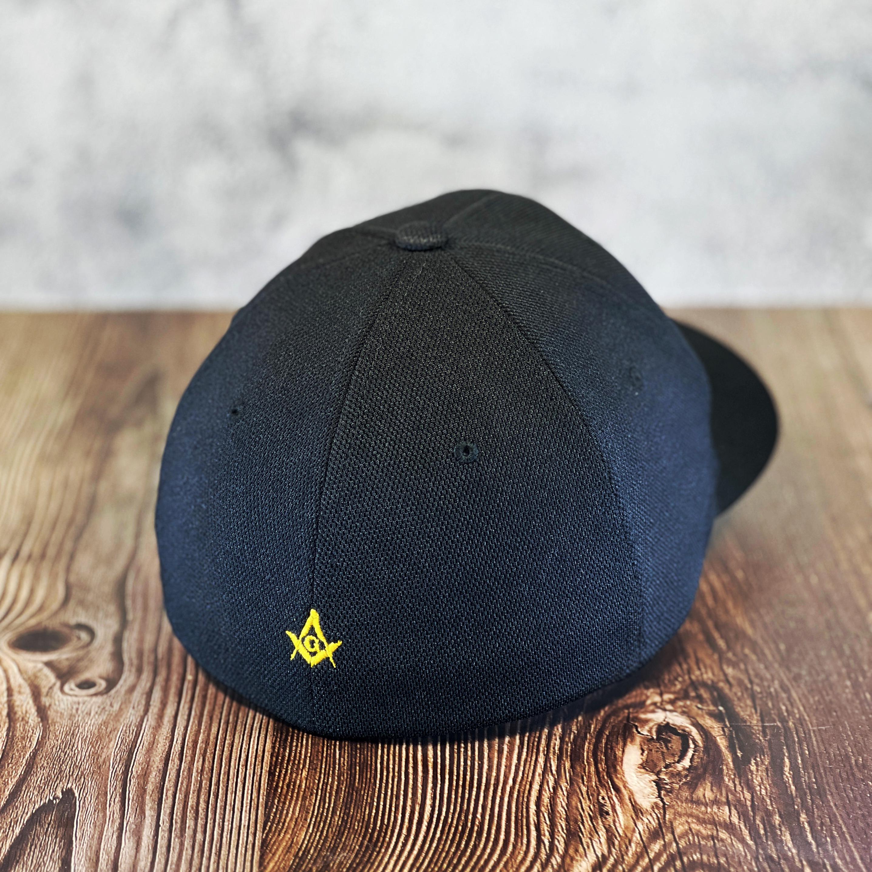 Masonic Small Square and Compass in Gold Flexfit Baseball Hat