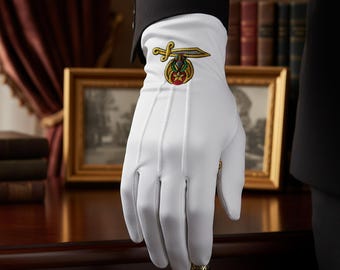 Shriner Crest Masonic Embroidered Gloves