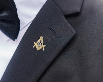 Masonic Anstecknadel - Gold und Blau - 1,5 cm hoch