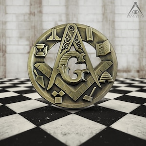 Brass Square and Compass Masonic Auto Emblem