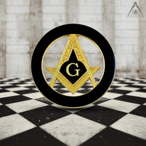Gold Cutout Square & Compass Masonic Auto Emblem