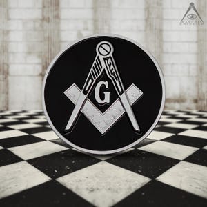 Black Square & Compass Masonic Auto Emblem