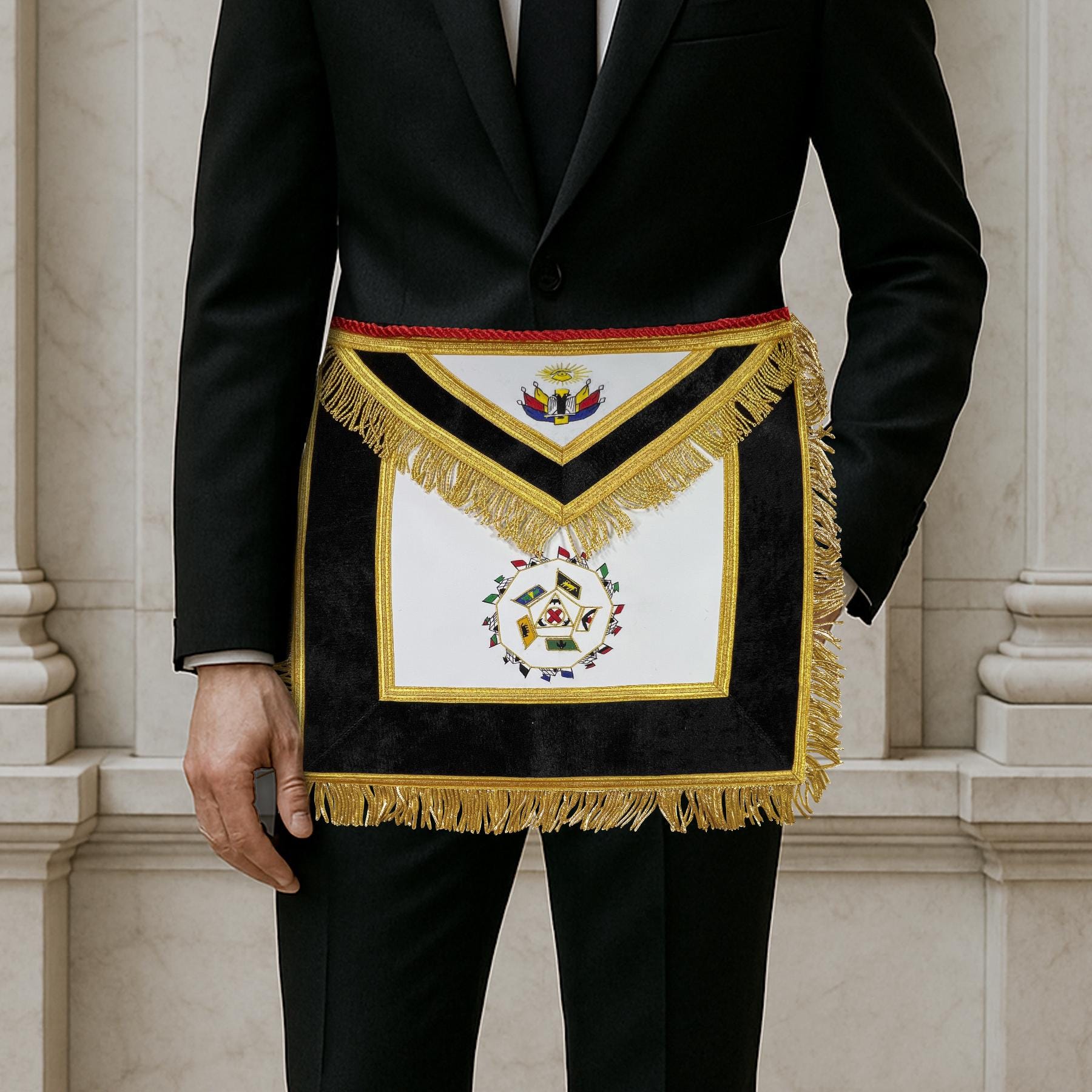 32nd Degree Scottish Rite Masonic Apron - Black & Gold