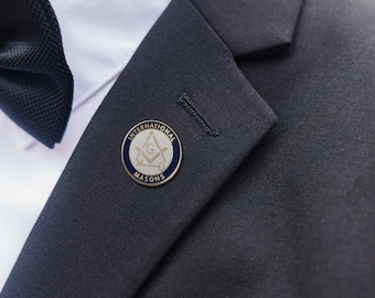 International Masons Runde Masonic Anstecknadel - Blau und Weiß
