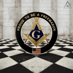 Proud to be a Freemason Square and Compass Masonic Auto Emblem