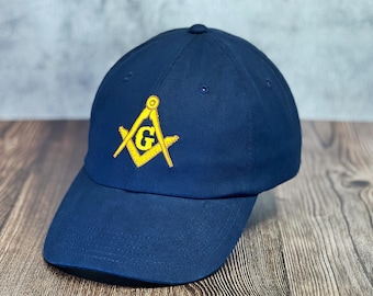 Masonic Traditional Square and Compass in Gold Twill Baseball Hat