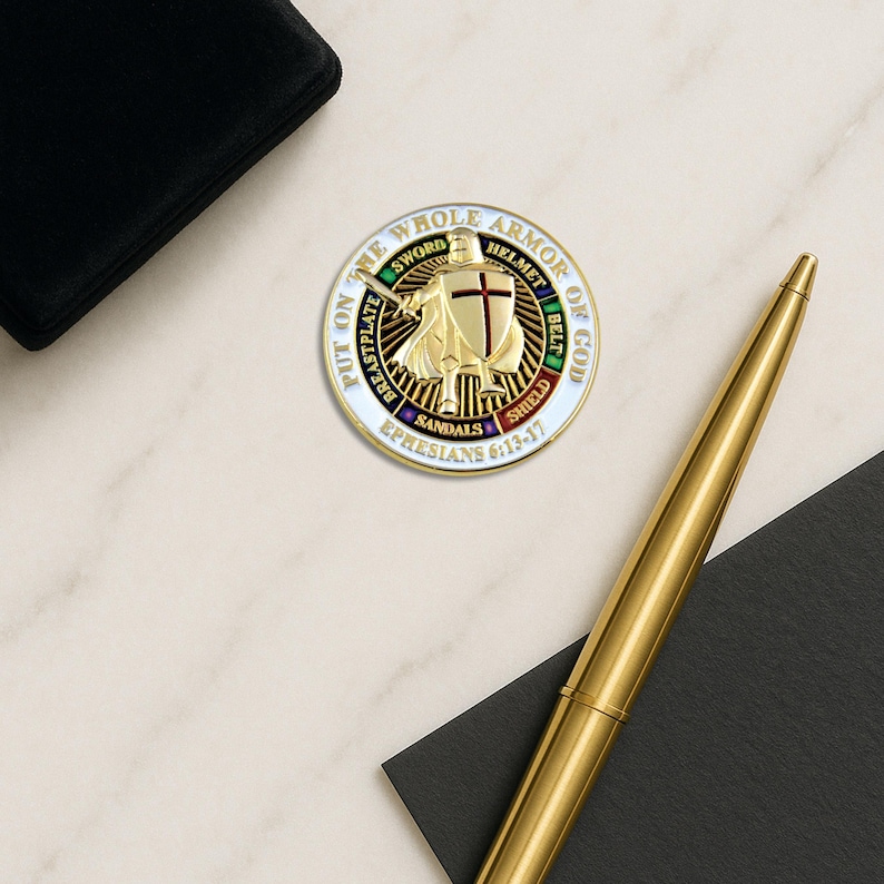 Knights Templar “put on the Whole Armor of God” Round Masonic Lapel Pin ...