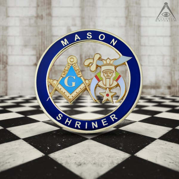 Cutout Mason and Shriner Auto Emblem