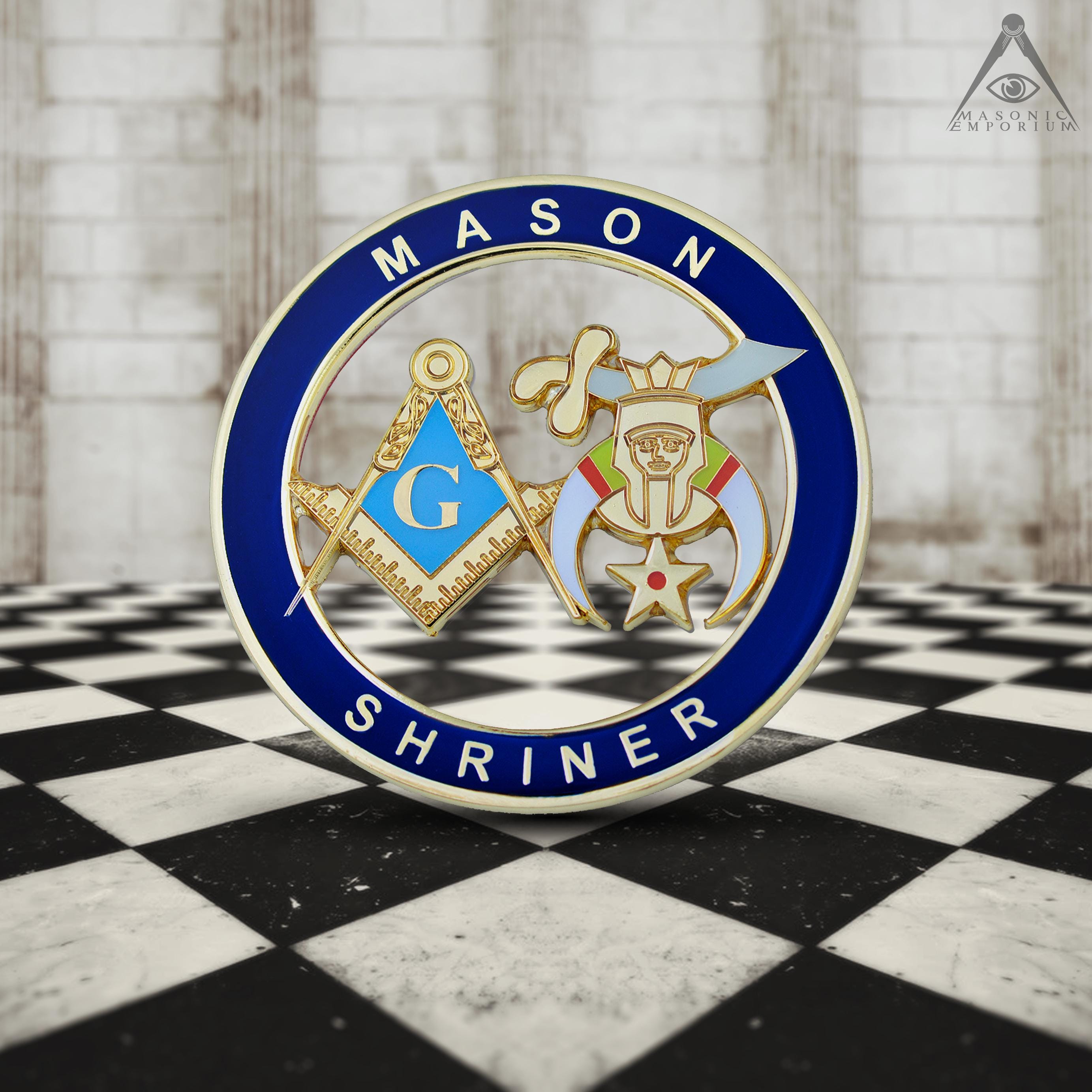 Cutout Mason and Shriner Auto Emblem