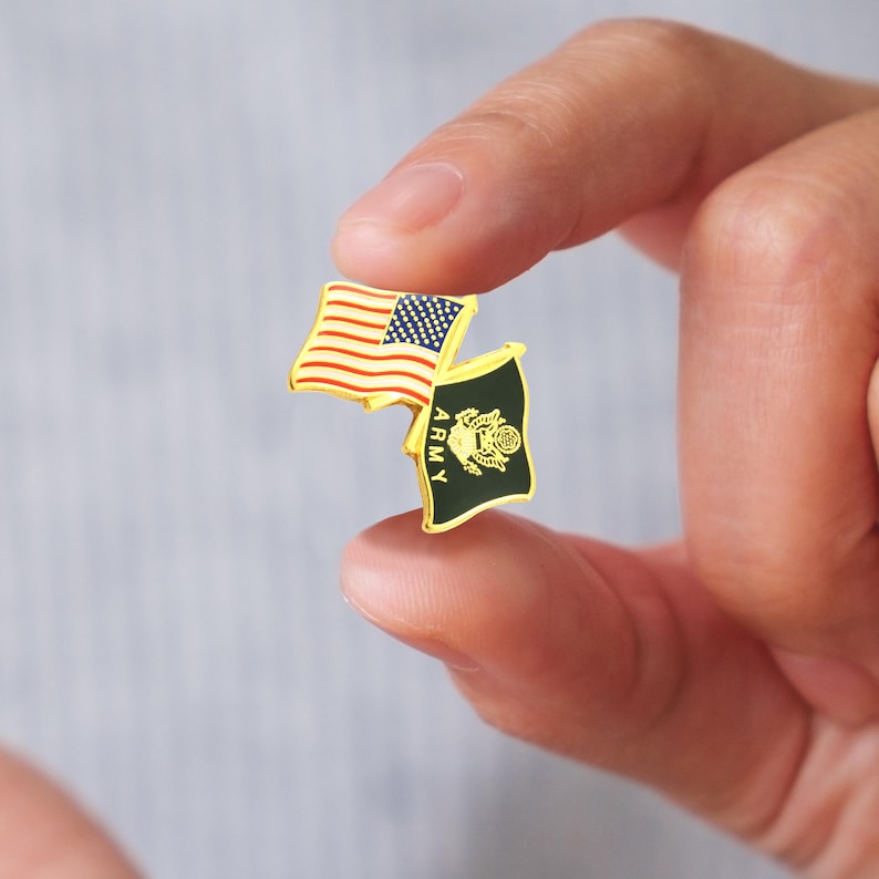 American Flag and Army Flag Lapel Pin - Red and Black - 1 Inch Wide - Etsy