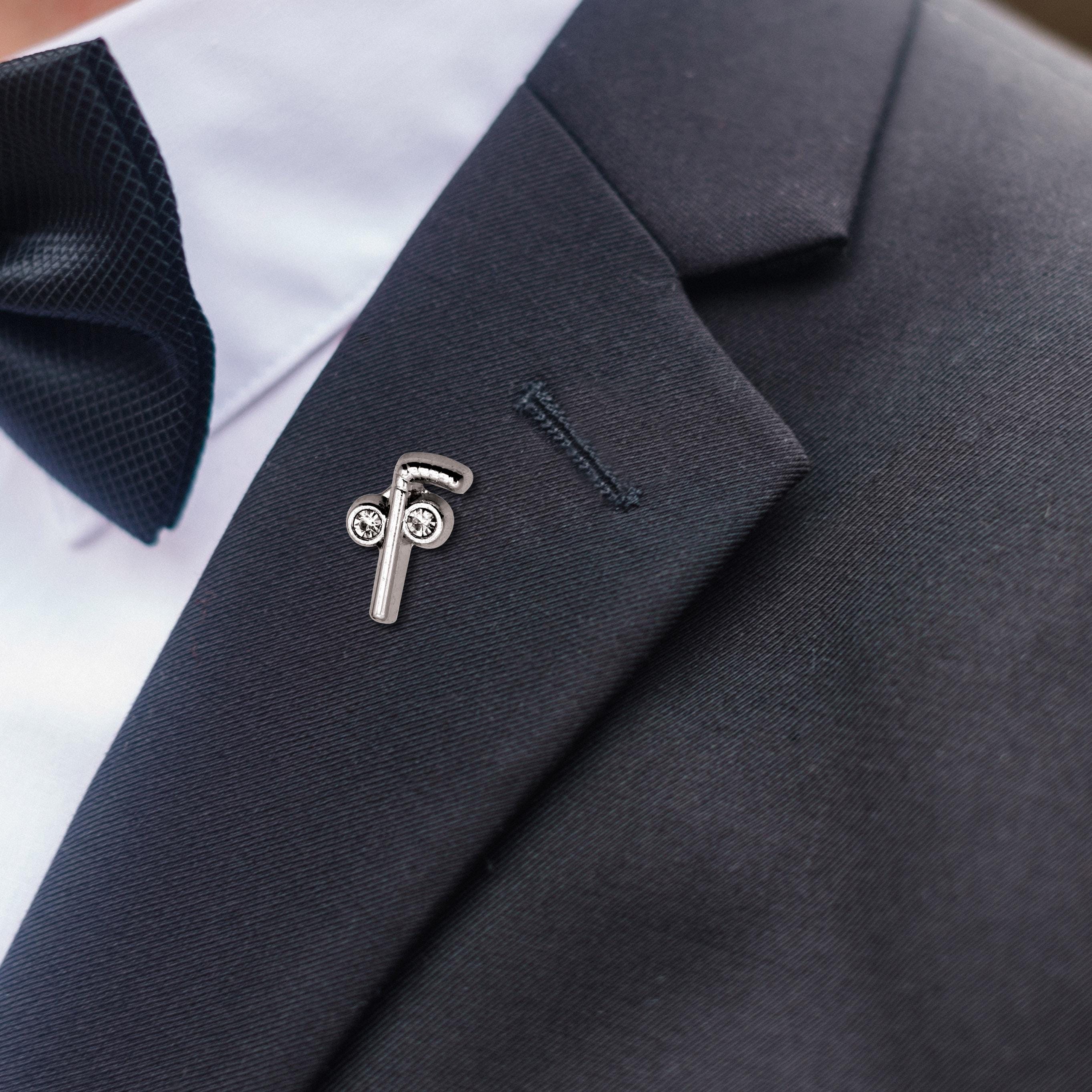 Tubal Cain Masonic Lapel Pin With Rhinestones - Gold 1/2 Inch Freemason Jewelry