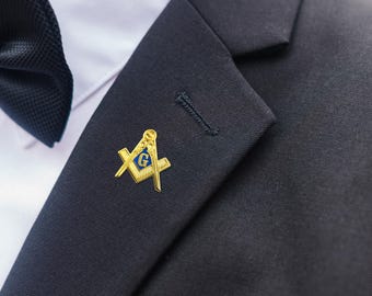 Traditionelle Winkel und Kompass Masonic Revers Pin - Blau und Gold - 2,5 cm Groß