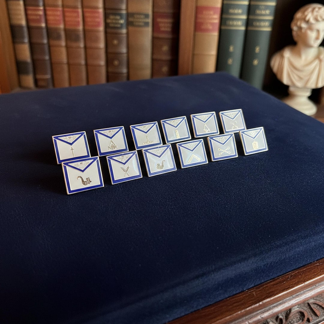 Regalia Pin Masonic Officer Lapel Pin Set | Blue Lodge Officer Pins | Freemason ...
