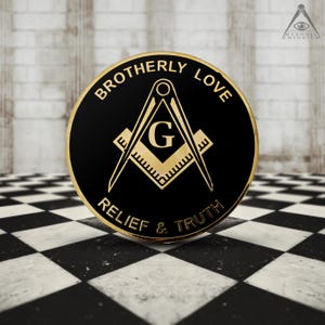 Brotherly Love, Relief and Truth Square and Compass Masonic Auto Emblem