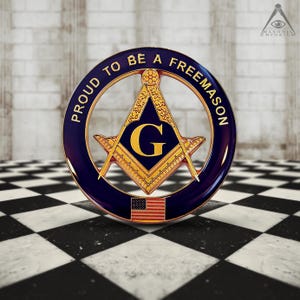 Proud to be a Freemason Square and Compass Masonic Auto Emblem