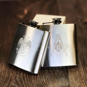 Laser Engraved Masonic Flask