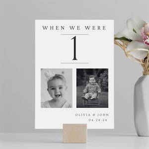 Cartões de números de mesa de casamento Quando éramos números de mesa Modelo de números de mesa de foto de casamento Números de mesa de recepção Download digital de casamento