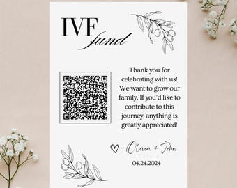IVF Fund, Honeymoon Fund Sign, QR Code Sign, Wedding Reception Sign, QR Code Modern Wedding Sign, Scan To Pay Sign, Wedding Signage