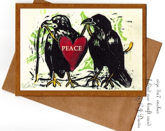 SALE Ravens for Peace Card Non traditional nature inspired Mothers Day Father’s Day Love card from Pacific Northwest Artist C.J. Davis