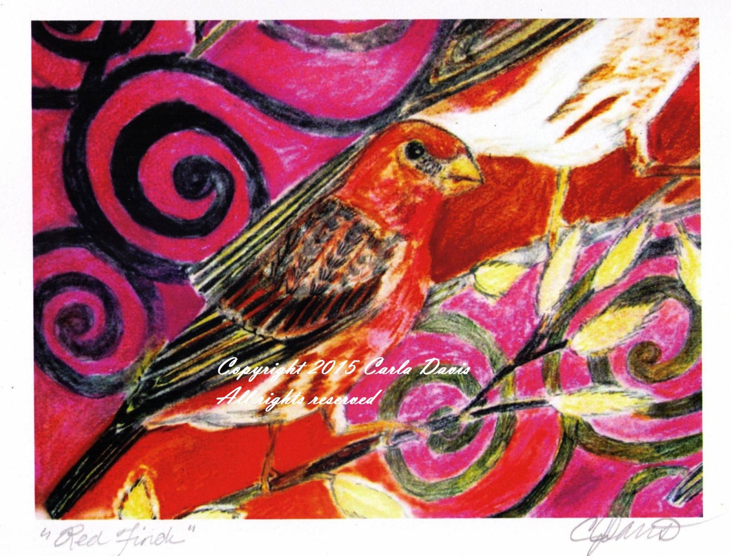Red Bird Art Red Bird Wall decor home decorBird Painting Etsy