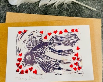 Pisces with hearts Birthday and more Love Cards anniversary or anytime from original art blank inside hand signed by artist!