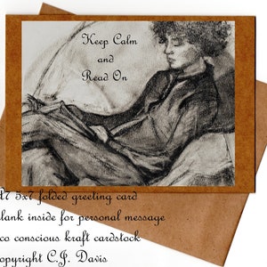 Portrait of Woman Reading Art Print from original charcoal drawing by C.J. Davis Crow Baby Press image 2