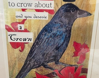 Victorian Cottagecore Crow Art Print from original collage encouragement fall decor crow with crown Christmas gift