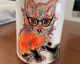 Ready to ship Mother’s Day gift hipster fox coffee mug from the Art of CJ Davis