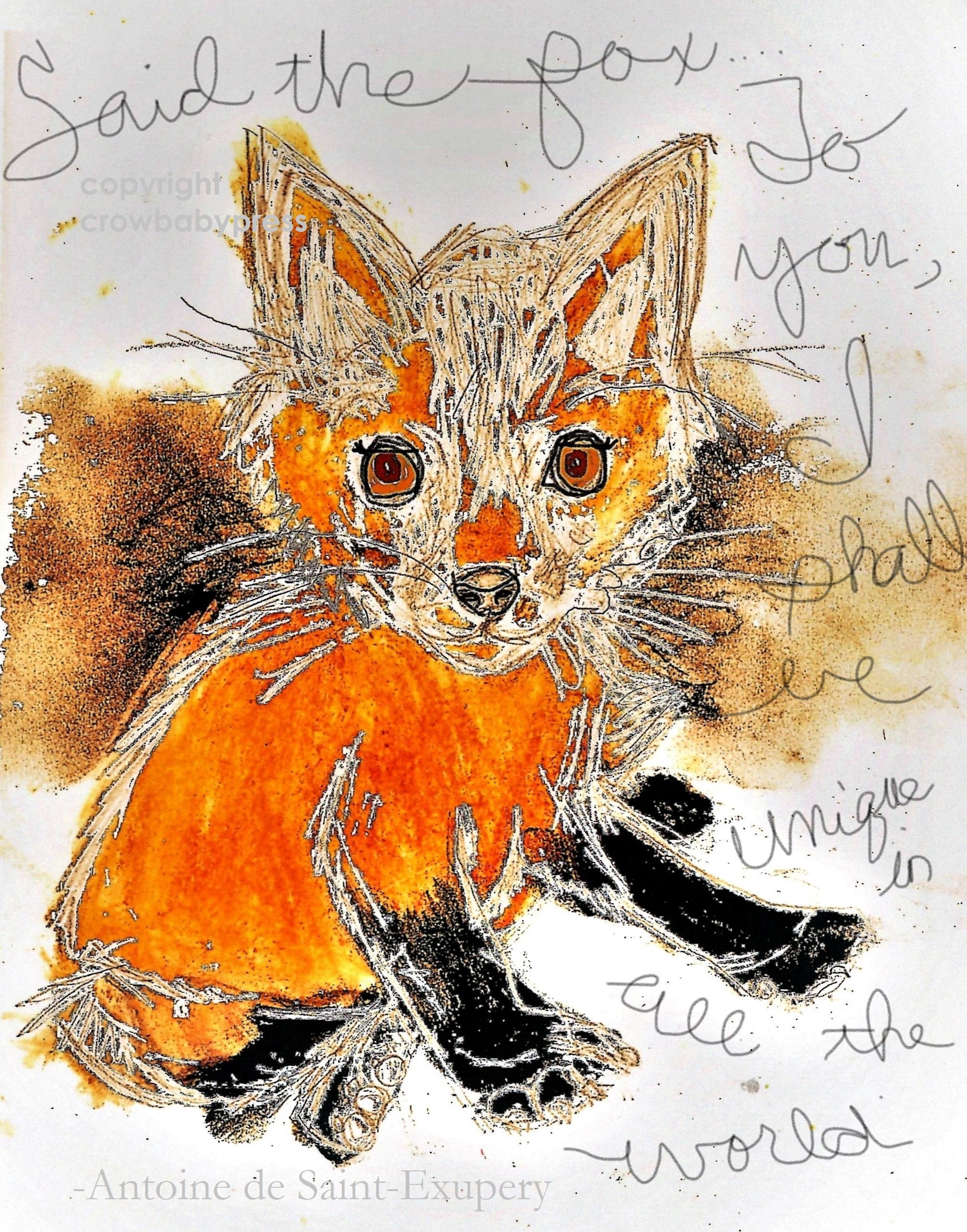 Download Baby Fox Artfox Nursery Art Nursery Decorcolor Word Art Etsy