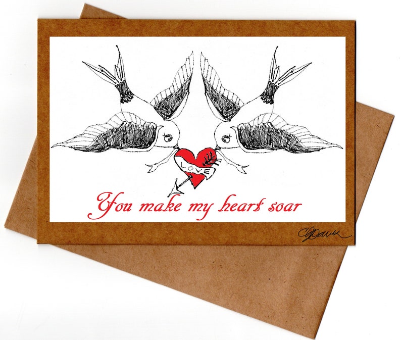 Love cards for Mothers Day and more Hummingbirds with buttons and thread hand made valentines day card hand signed by artist sailor tattoo birds