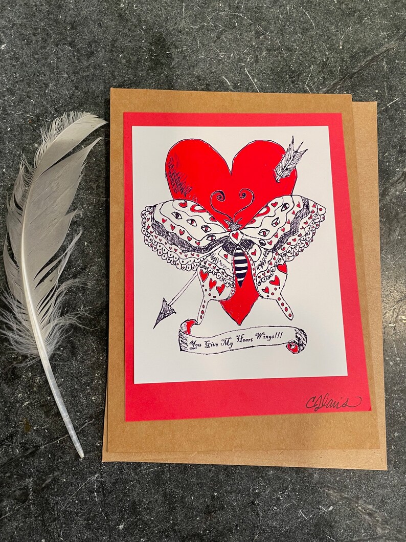 Love cards for Mothers Day and more Hummingbirds with buttons and thread hand made valentines day card hand signed by artist moth