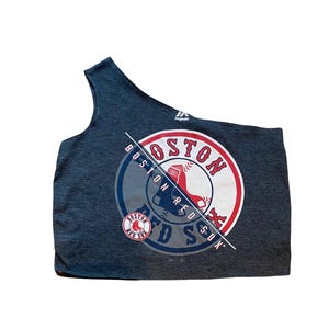 Upcycled Boston Red Sox Tank top, Reworked Boston Red Sox Shirt, Boston cropped tank top