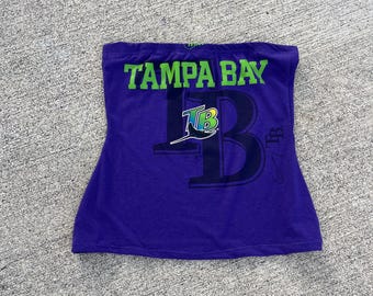 Geüpcycleerde Tampa Bay Rays-tubetop, herwerkte Tampa Bay Rays crop-top, Rays-shirt