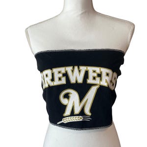 Upcycled Milwaukee Brewers Tube Top, Reworked Milwaukee Brewers Shirt, Milwaukee Brewers Tank Top